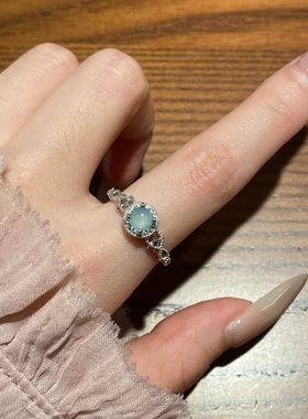 芭蕾舞曲！天然蓝水翡翠蕾丝戒指