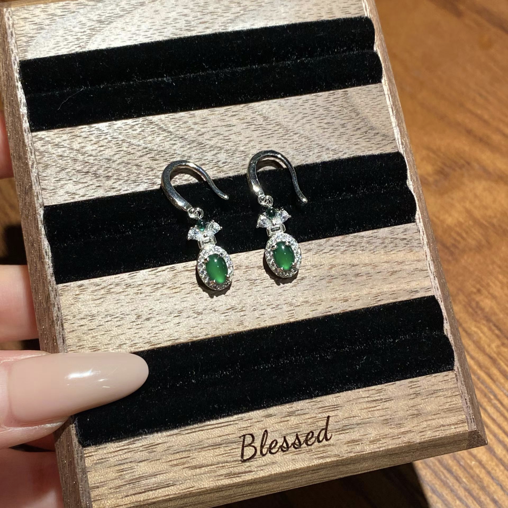 「清宴」天然A货翡翠耳坠女款s925银轻奢小众设计高级感送礼闺蜜