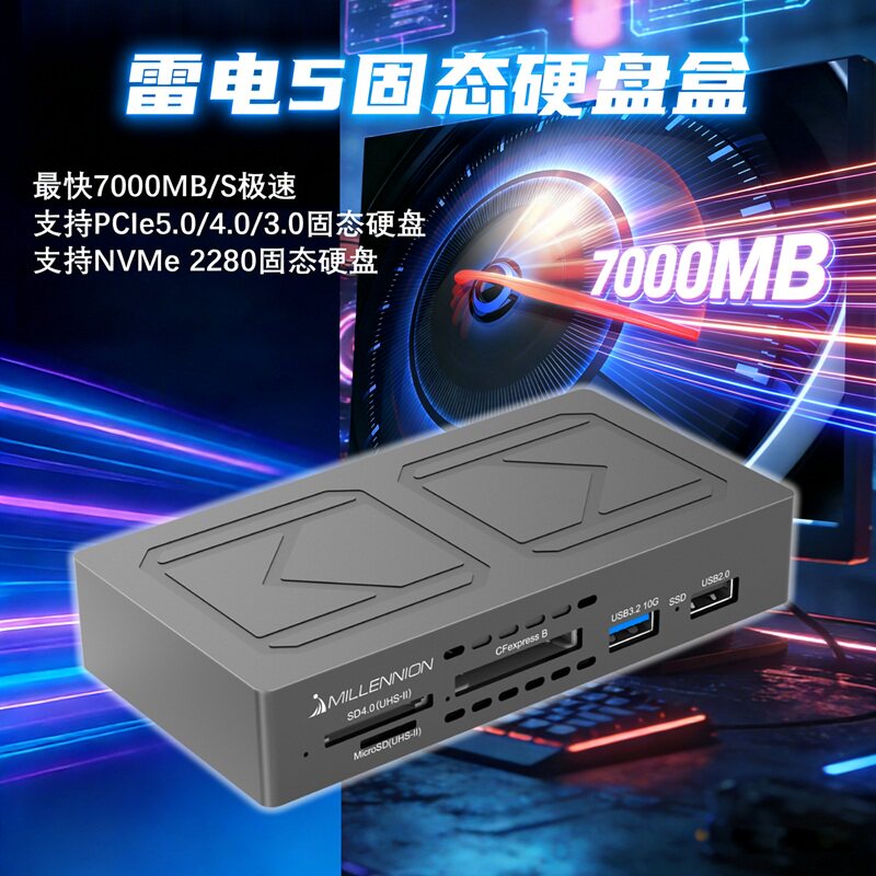 迈和伦9360雷电5移动硬盘盒USB3.2扩展坞HDMI大屏显示CFEAB读卡器