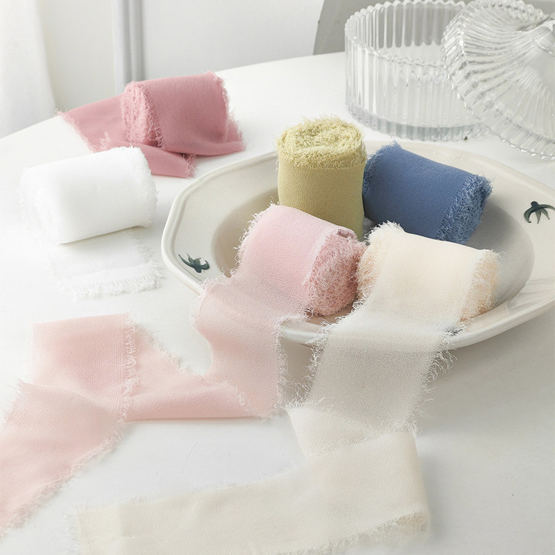 手撕毛边雪纺丝带服装辅料