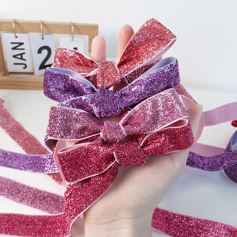 2.5厘米星光绒丝带单面植绒带圣诞节氛围感装饰彩带礼品包装材料