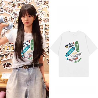 田曦薇同款白色纯棉短袖T恤女夏