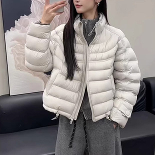 龟背排骨女款短款立领羽绒服女新款鸭绒韩版宽松大码女冬季保暖服