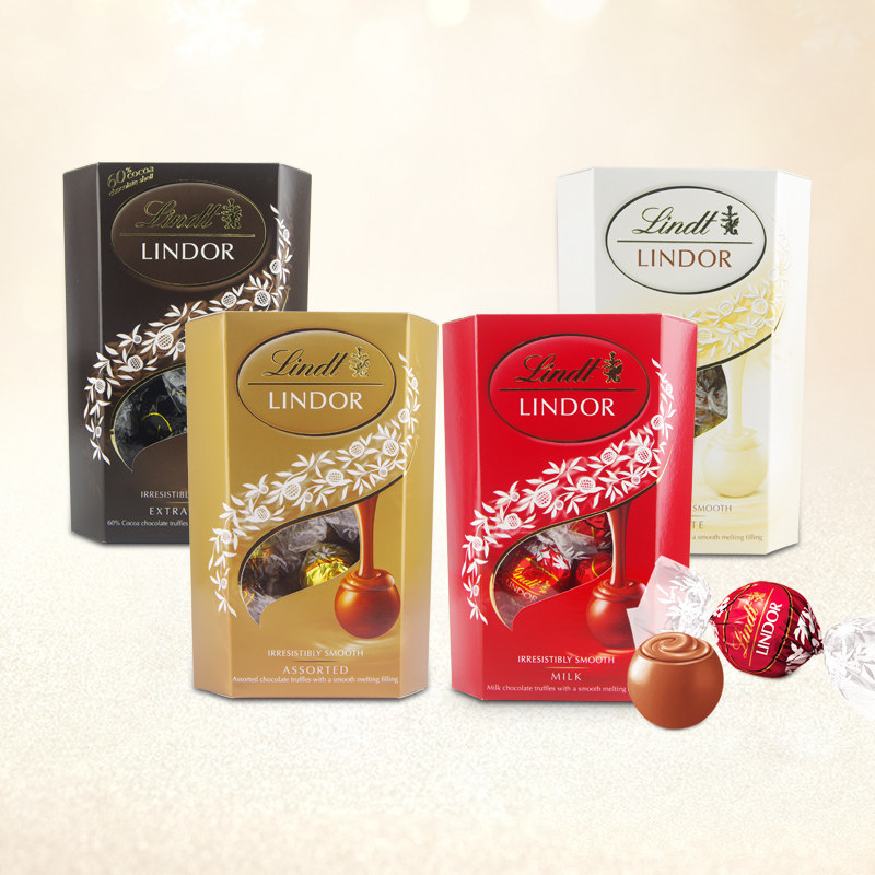 Lindt瑞士莲进口软心精选牛奶黑白巧克力16粒200g 零食喜糖