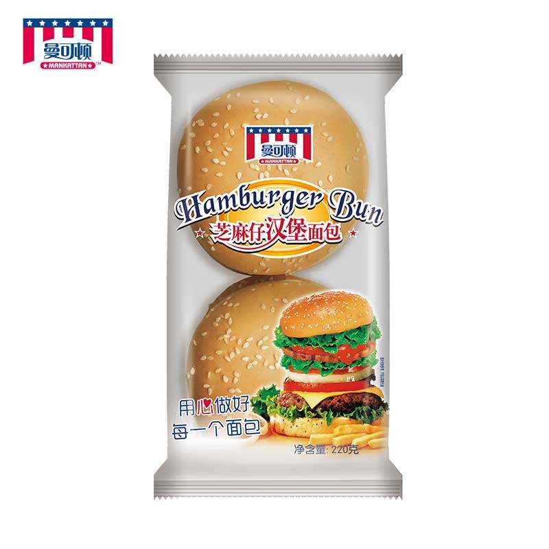 曼可顿芝麻仔汉堡胚早餐食品diy健康营养面包220g【6天保质期】