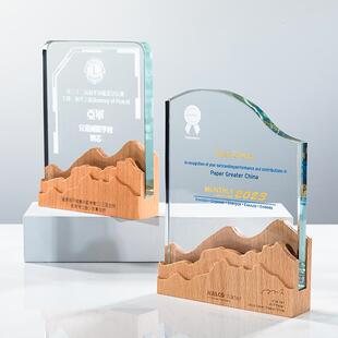 新品榉木水晶玻璃奖牌杭州创新奖杯颁奖创意安徽奖杯北京奖牌评选