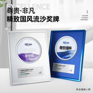 铝合金创意流沙授权牌金属质感代理加盟牌百强十佳评优奖牌