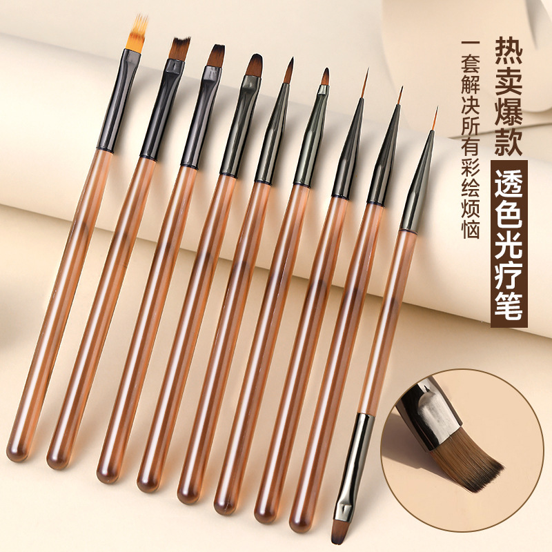 美甲笔刷全套拉线建构光疗彩绘法式圆头画指甲工具套装持久底胶