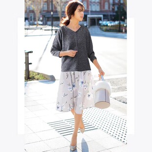 立体剪裁 日单 七分袖 V领T恤衫 上身显瘦 女士羊毛T恤