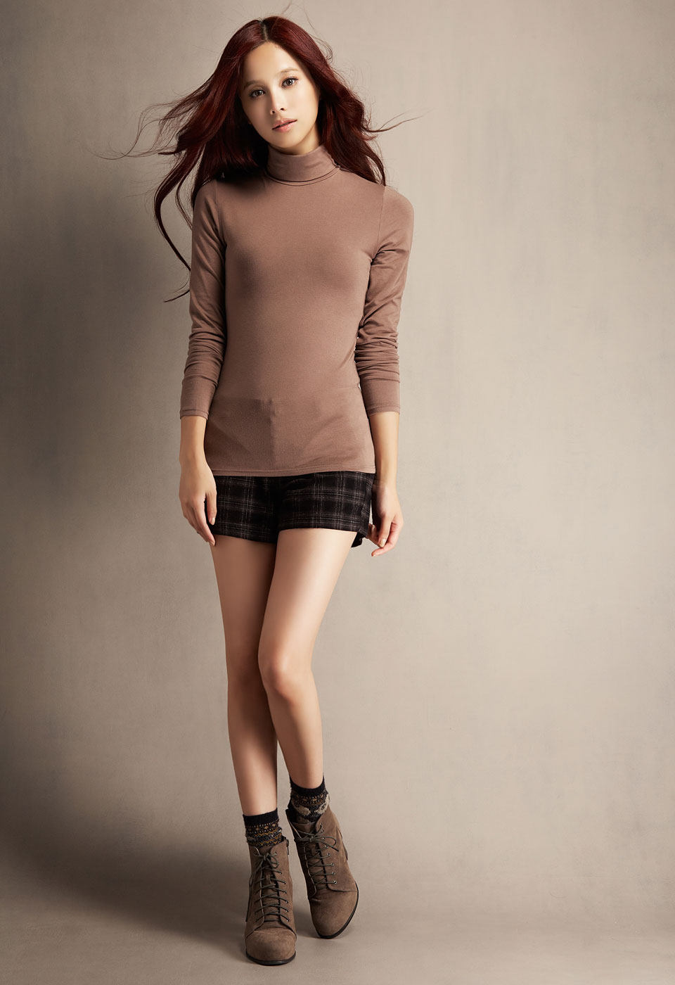 JAPANESE SINGLE BRAND WOMENS AUTUMN AND WINTER HIGH NECK MODAL HEATING SILK LONG SLEEVE BASE SHIRT KNITWEAR SOFT AND MULTI-COLORED