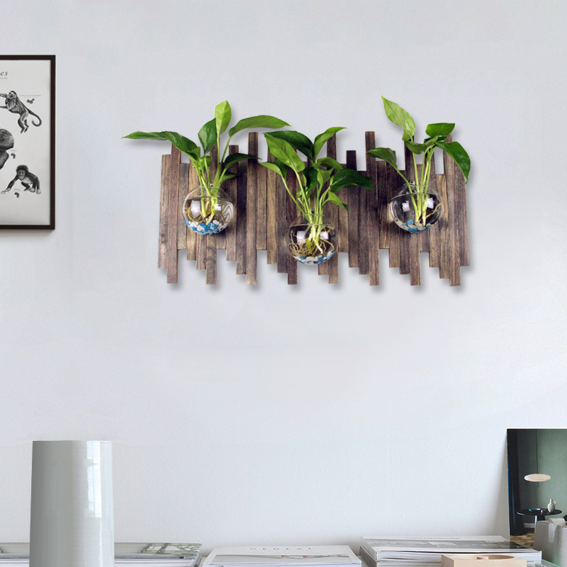 木质挂件壁饰水培玻璃花瓶