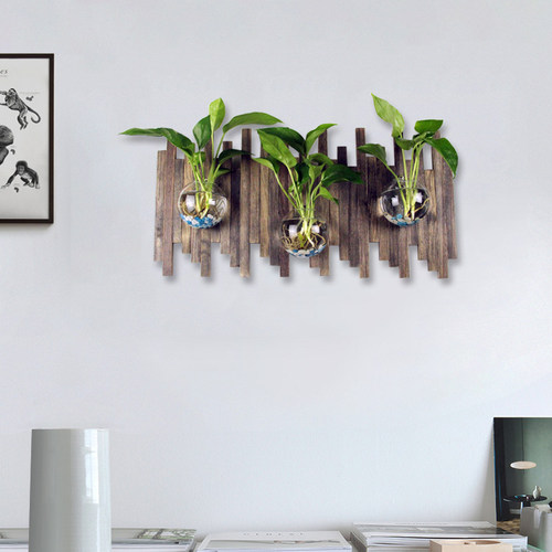 木质挂件壁饰水培玻璃花瓶