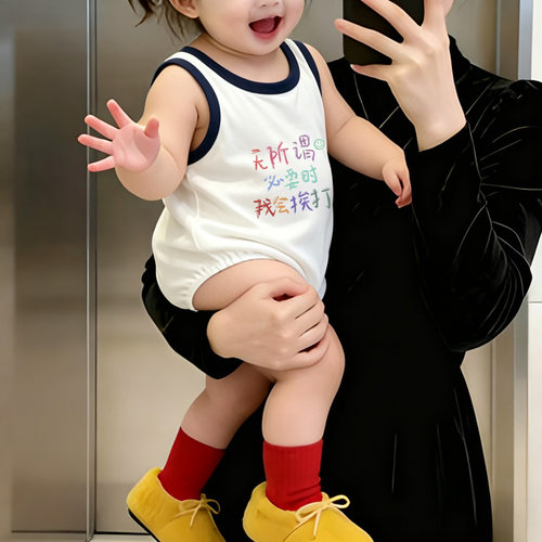无所谓必要时我会挨打~婴儿衣服夏装宝宝连体衣超萌可爱无袖哈衣