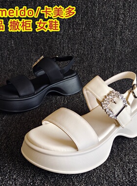 Cameido/卡美多正品断码处理女鞋一字扣休闲罗马凉鞋松糕厚底夏季