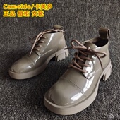 卡美多正品 断码 新款 Cameido 女靴系带粗高跟短筒马丁靴36码 小个子