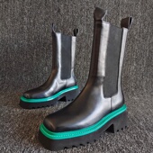 品牌撤柜断码 处理真皮女靴切尔西靴欧美风轻便厚底气质显瘦36码 靴