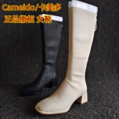 Cameido 显瘦不过膝粗高跟后拉链高筒长靴 卡美多品牌撤柜女靴时尚