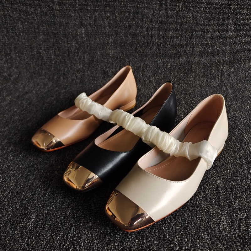 正品撤柜纯色温柔气质平底单鞋秋