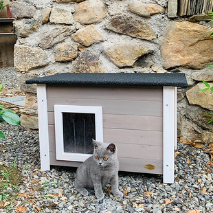 户外实木猫屋别墅猫产房子流浪猫窝防雨保暖小型犬室内外狗屋兔笼