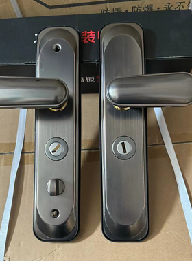 甲级步阳防盗门把手 卡门灰色304不锈钢装甲拉手810入户门锁套装