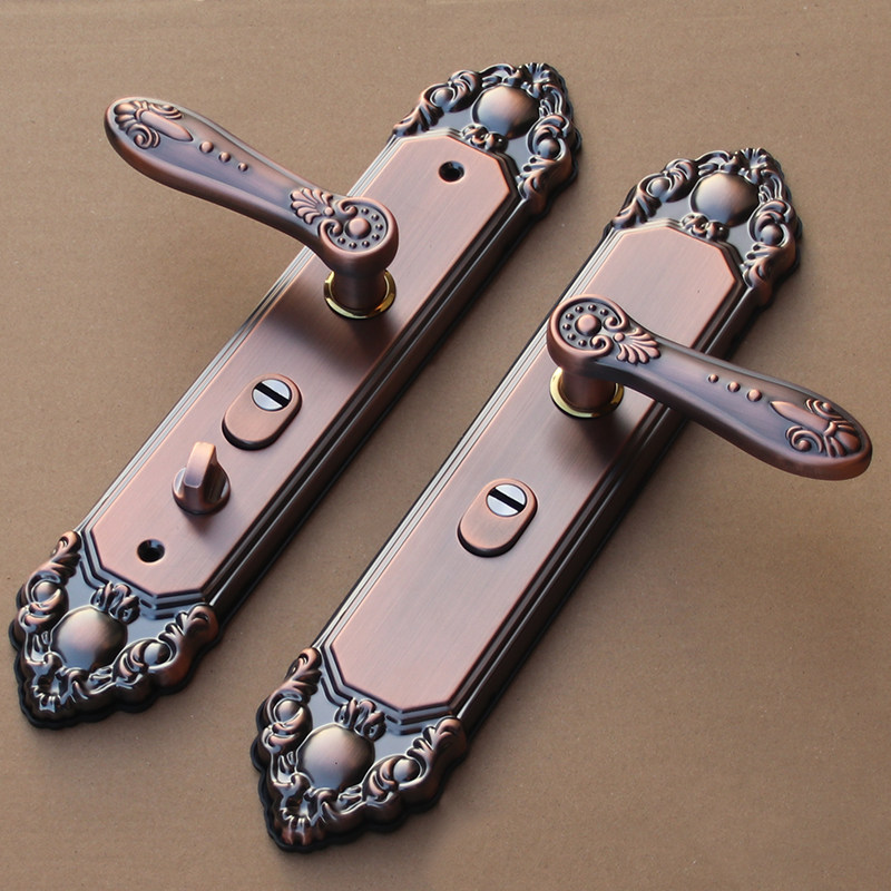 铜门对开门 红古铜304不锈钢防盗门拉手 铜艺门把手817款套装门锁