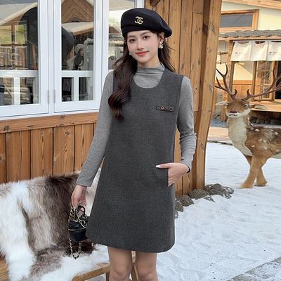 小香风背心裙打底短裙两件套