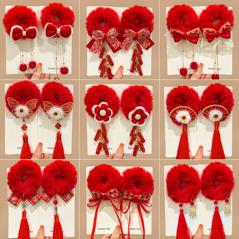 六一表演头饰红头绳红色发圈