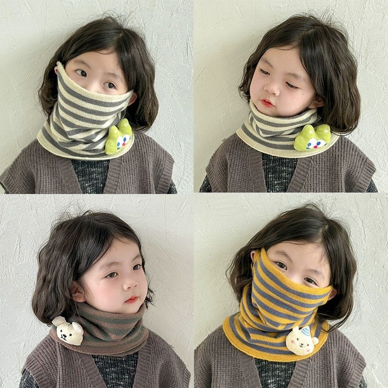 儿童围巾条纹2025新款可爱面罩围脖护颈宝宝秋冬季男女孩防风保暖