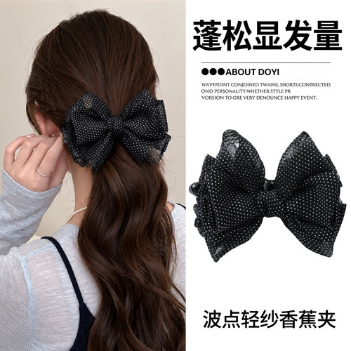 摩亚杰卡旗舰店波点蝴蝶结香蕉夹