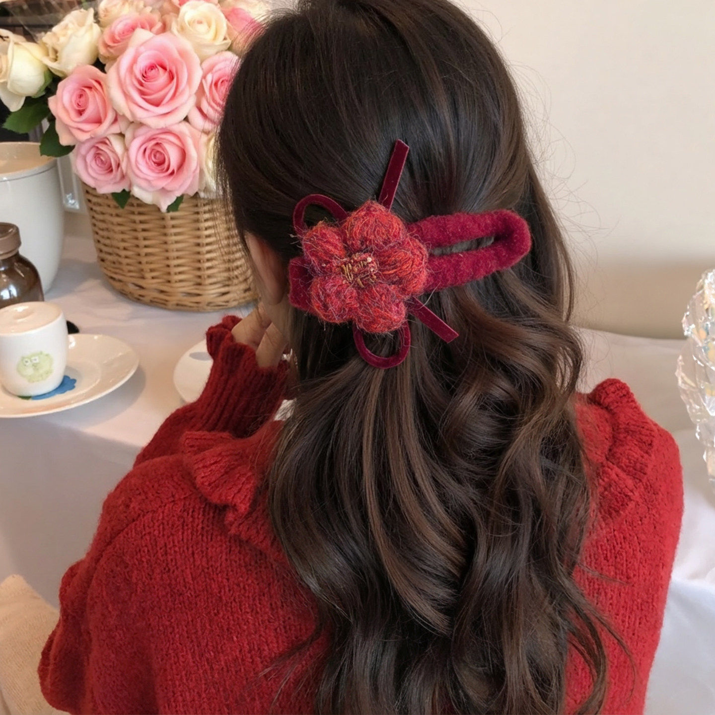 新年红色盘发夹女2026新款高级感后脑勺鸭嘴夹一字扭扭夹子卡头饰,饰品/流行首饰/时尚饰品新,发饰,淘宝优惠券,粉丝福利购,淘宝优惠卷