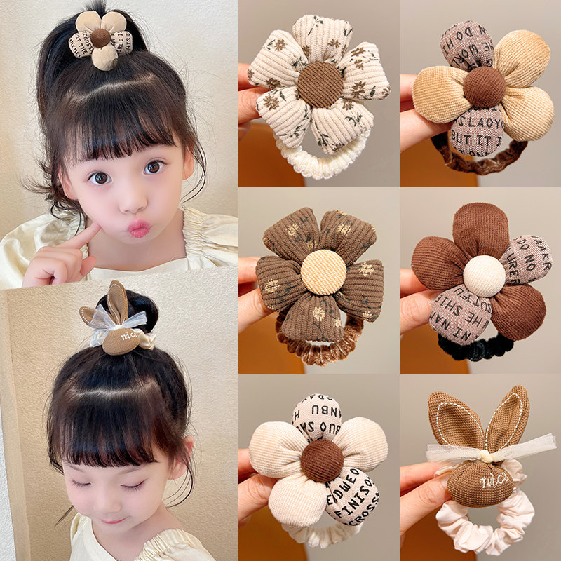 奶咖色蝴蝶结发圈儿童百搭布艺头绳女童橡皮筋发绳宝宝发饰头饰