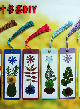 书签干花干树叶DIY材料包贴画礼品书签植物标本