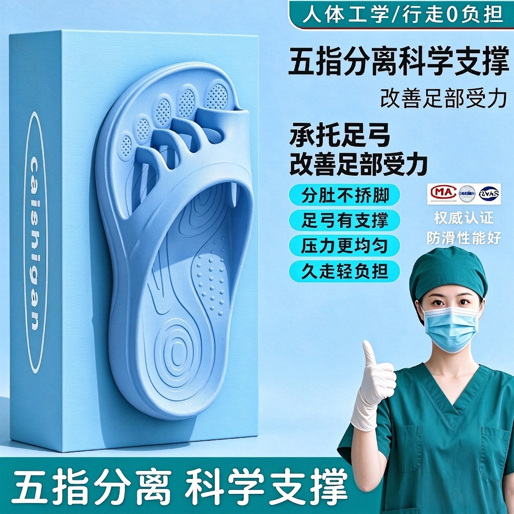医护推荐矫正拇指外翻五指爪爪拖鞋女款2026新款居家足弓支撑凉拖