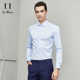 粘纤 混纺商务休闲条纹衬衫 男士 鲁泰DP免烫天竹纤维 长袖 衬衣