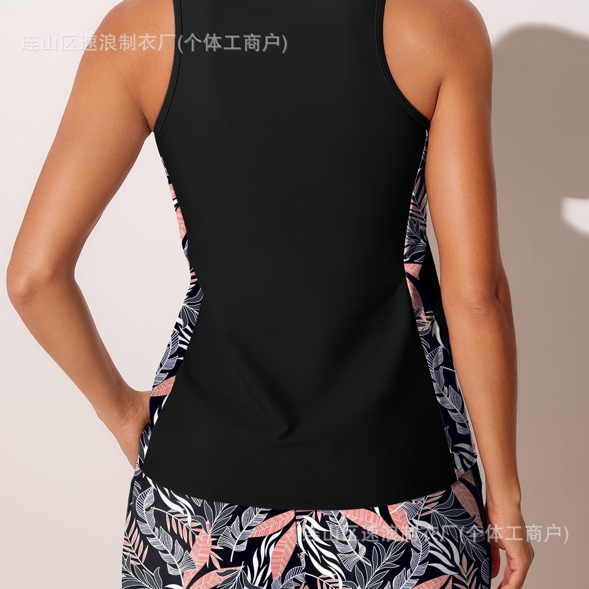 2026新款欧美跨境女士印花运动背心短裤套装时尚健身泳装两件套