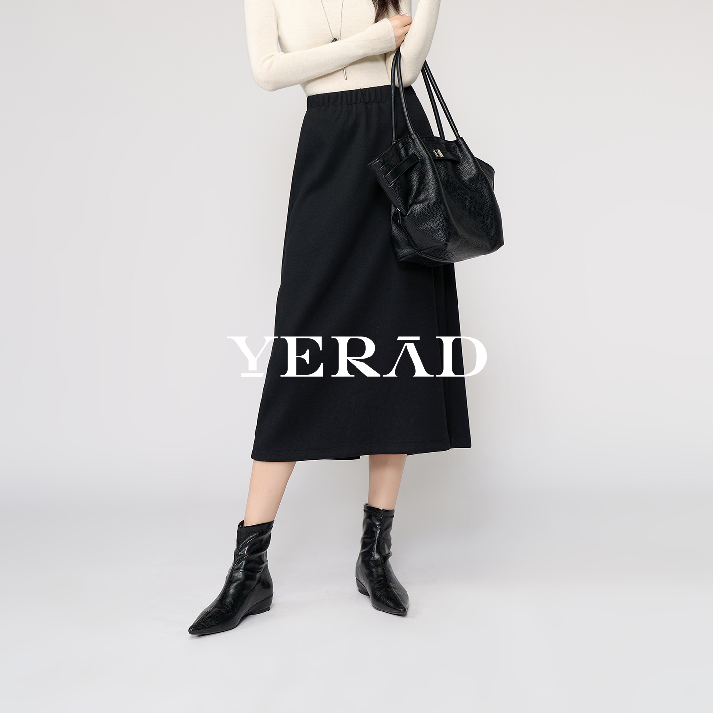 娅丽达松紧腰羊毛醋酸小个子半裙