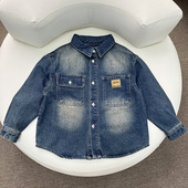 儿童装 偏厚可当外套男童牛仔衬衫 春秋款 中大童男孩休闲百搭上衣