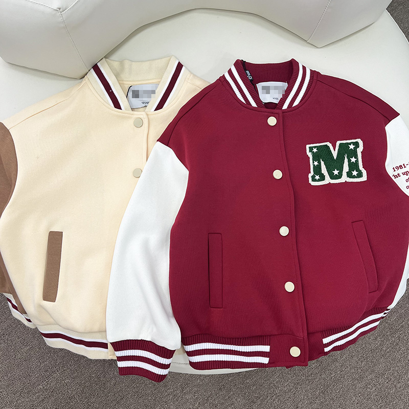 春季新款中大童外套男童女童棒球服上衣立领单排扣双层外套