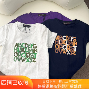小童棉氨纶短袖T恤 男孩字母夏季圆领休闲短袖