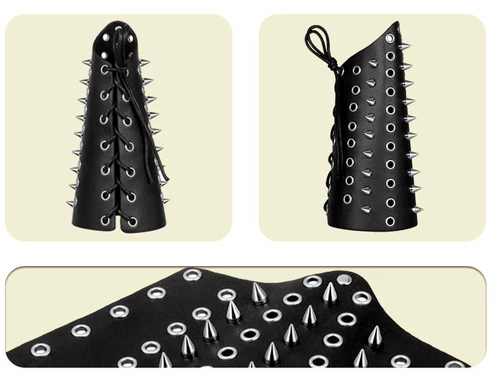 Металлические напульсники, браслет, в стиле панк, из натуральной кожи