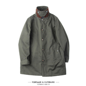 风衣大衣外套有大码 男款 复古纯棉宽松巴尔玛肯灯芯绒领单排扣中款