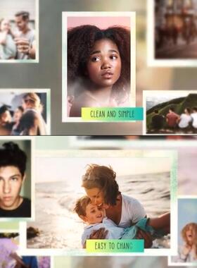 添加62张照片家庭儿童成长相册图集美好时光记忆动画相册AE模板