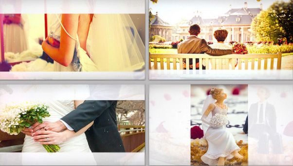 浪漫唯美婚礼mv暖场电子相册照片慢慢展开全屏动态展示AE模板