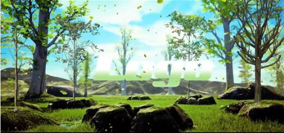 清新大自然绿意盎然湖边草地生长的大树和水花汇聚logo标志AE模板