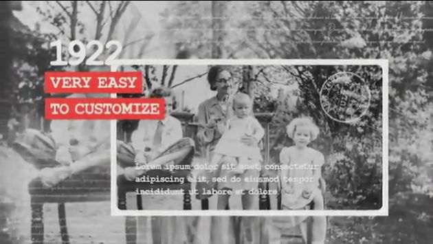 怀旧风格家庭回忆黑白照片历史时间线纪录片栏目片头包装AE模板