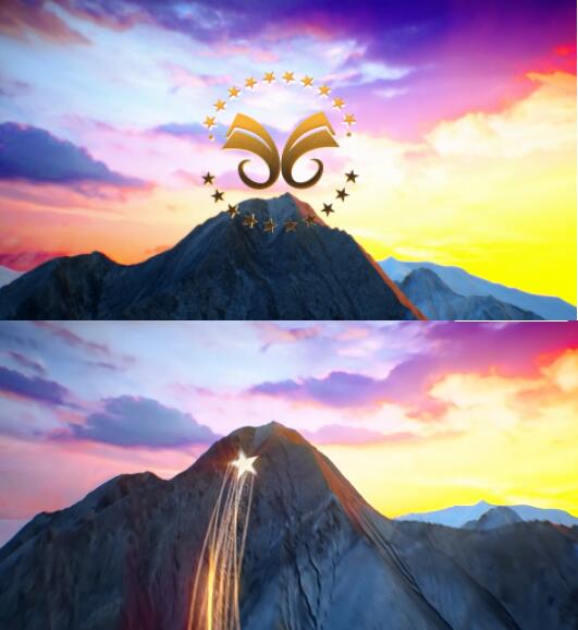 3D史诗电影影视公司片头星星山脉山顶日出晚霞揭示LOGO开场AE模板
