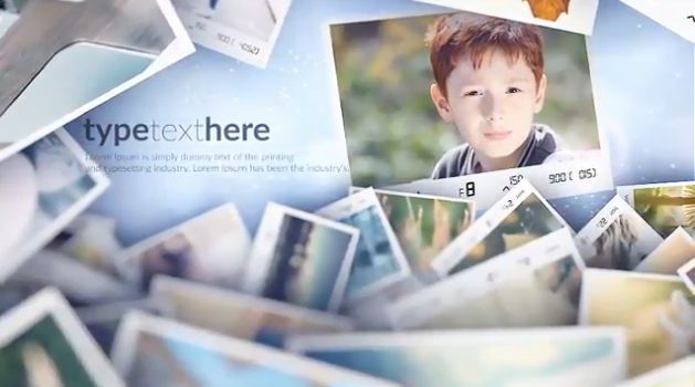 创意简洁漂浮着的美丽照片云集家庭儿童生日祝福图集相册ae模板