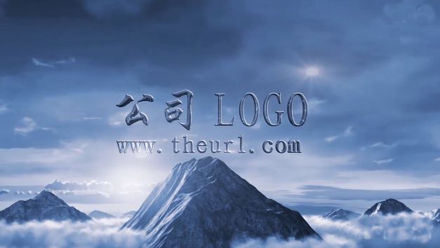 企业文化宣传激励文字正能量蓝色山峰穿越3D立体文字展示AE模板