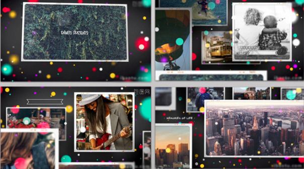 浪漫周年纪念日特殊日子纪念儿童情侣电子相册照片墙幻灯片AE模板