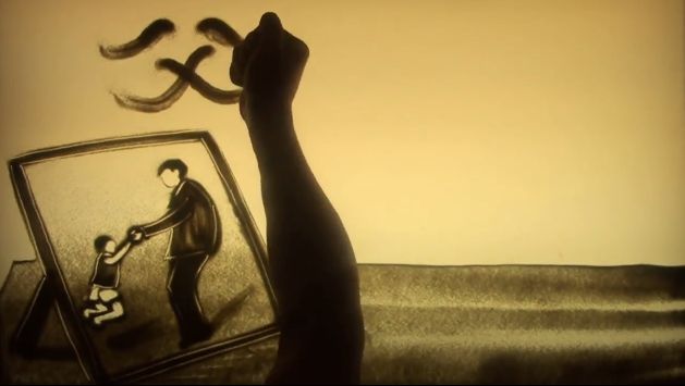 歌曲父亲MV沙画父爱如山献给父亲节晚会舞台LED背景高清视频素材